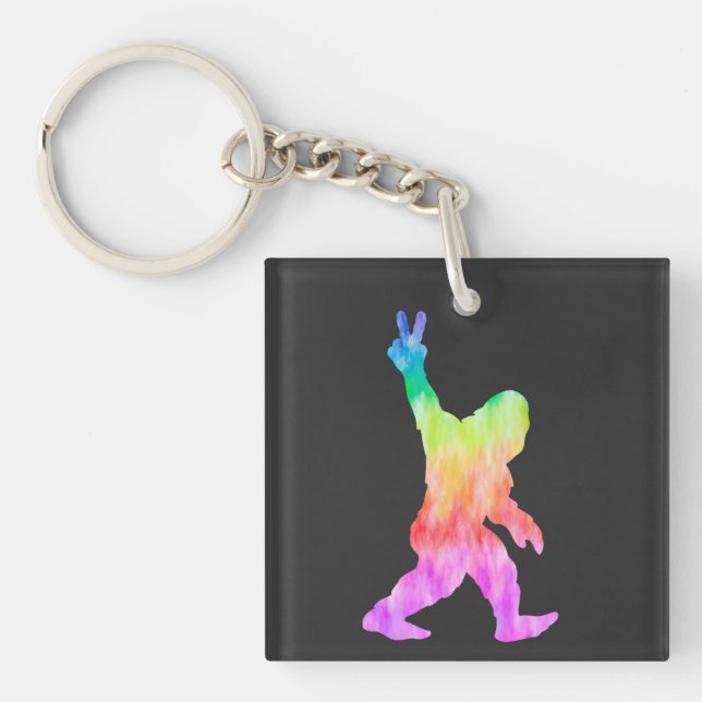 Peace Love Bigfoot   Key Ring (Front)