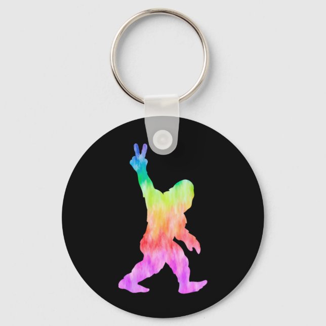 Peace Love Bigfoot    Key Ring (Front)