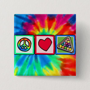 Peace, Love, Billiards 15 Cm Square Badge