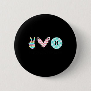 Peace Love Billiards Cute Design For Women Teen Gi 6 Cm Round Badge