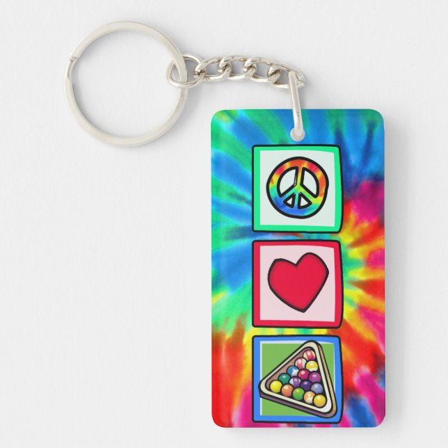 Peace, Love, Billiards Key Ring (Front)