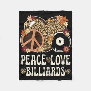 Peace Love Billiards Lover Leopard Print Girl Cute Fleece Blanket