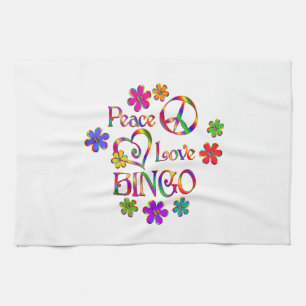 Peace Love Bingo Tea Towel