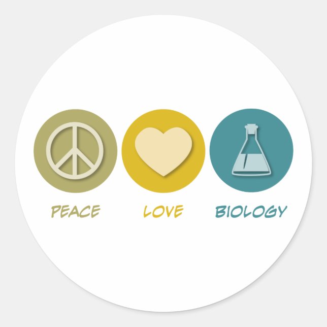 Peace Love Biology Classic Round Sticker (Front)