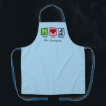 Peace Love Biology Teacher Blue Custom Science Lab Apron<br><div class="desc">Cute biology teacher apron gift for a bio professor. Peace Love Biology featuring a peace sign,  heart,  and microscope for science class.</div>