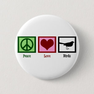 Peace Love Birds 6 Cm Round Badge