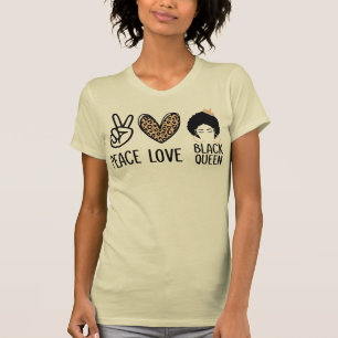 Peace Love Black Queen Leopard Black Women & Girl T-Shirt
