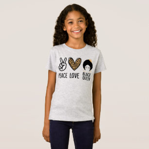 Peace Love Black Queen Leopard Black Women & Girl T-Shirt