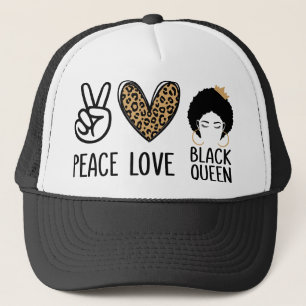Peace Love Black Queen Leopard Black Women & Girl Trucker Hat