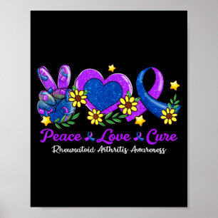 Peace Love Blue Purple Ribbon Rheumatoid Arthritis Poster