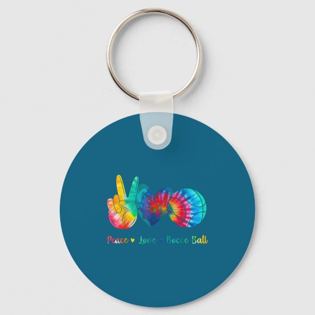 Peace Love Bocce Ball Tie Key Ring (Front)
