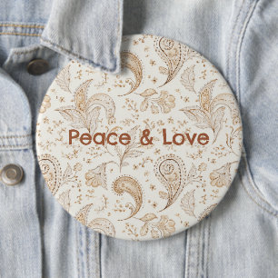 Peace Love Bohemian Hippie Sixties Paisley 6 Cm Round Badge