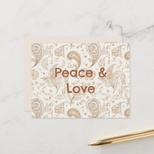 Peace Love Bohemian Hippie Sixties Paisley Postcard