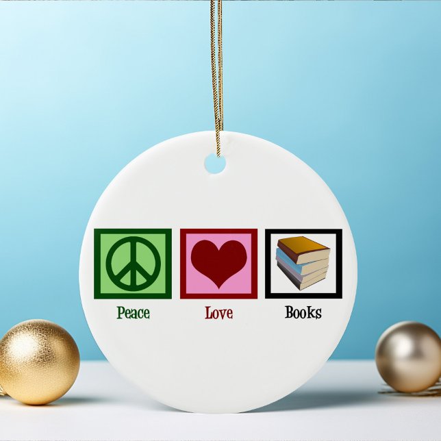 Peace Love Books Ceramic Tree Decoration (Creator Uploaded)