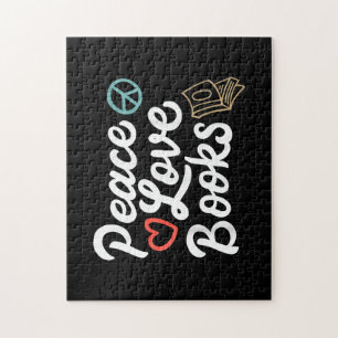 Peace Love Books Geeky & Cute Reading Jigsaw Puzzle