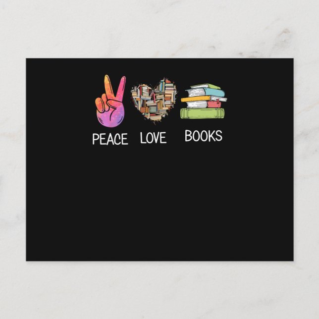 Peace love books postcard (Front)