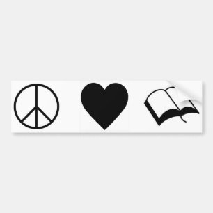 Peace, Love, Books/Reading Bumper Sticker