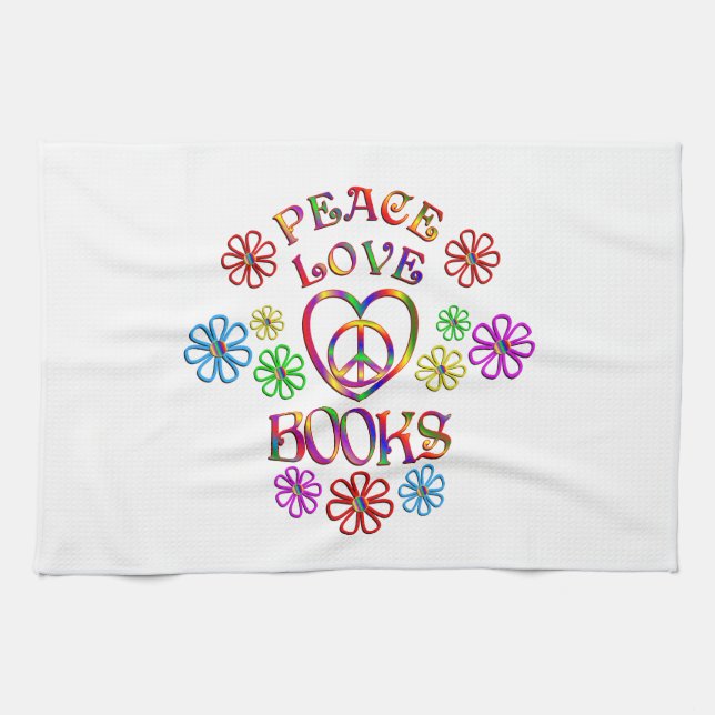 Peace Love Books Tea Towel (Horizontal)