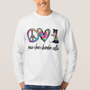 Peace Love Border Collie Tie Dye Dog Lover Mother' T-Shirt