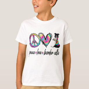 Peace Love Border Collie Tie Dye Dog Lover Mother' T-Shirt
