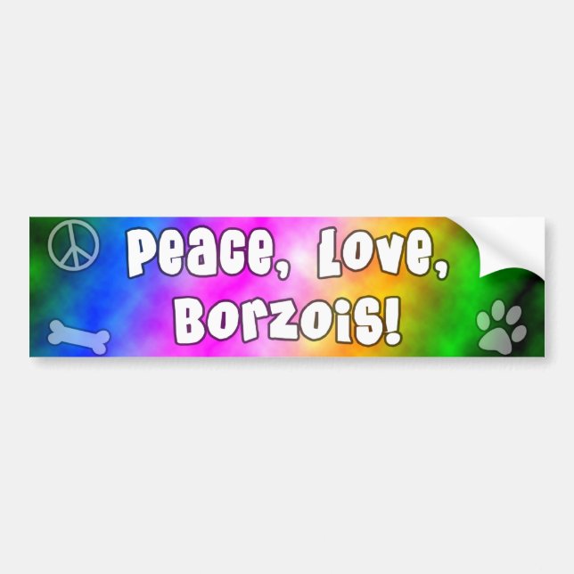 Peace Love Borzois Bumper Sticker (Front)