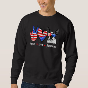 Peace Love Boston Terrier Dog America Flag Sweatshirt