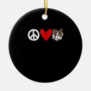 Peace Love Boston Terrier T-Shirt Ceramic Tree Decoration