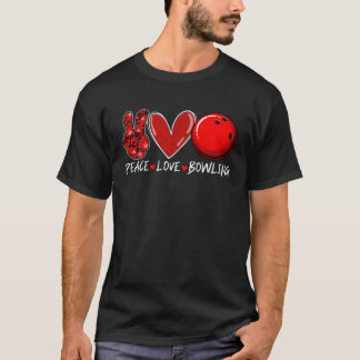 Peace Love Bowling Game Day Outfit Leopard Mother T-Shirt