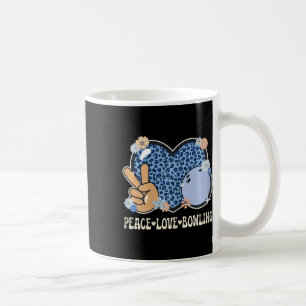 Peace Love Bowling Lover Leopard Print Girls Cute  Coffee Mug