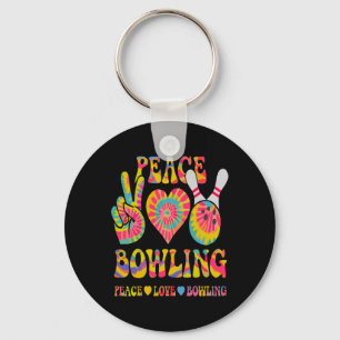Peace Love Bowling Shirt Tie Dye Bowler Men Women Key Ring