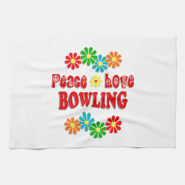 Peace Love Bowling Tea Towel (Horizontal)