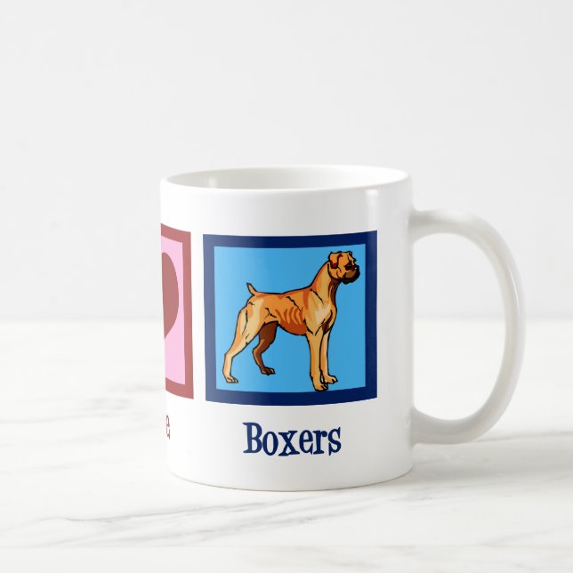 Peace Love Boxers Cute Boxer Dog Coffee Mug (Right)