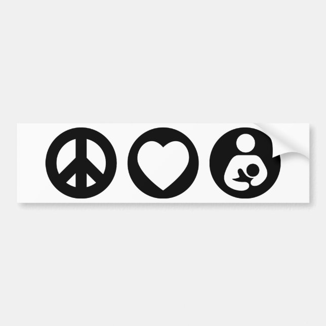 Peace Love Breastfeeding Bumper Sticker (Front)