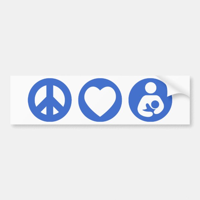 Peace Love Breastfeeding Bumper Sticker (Front)