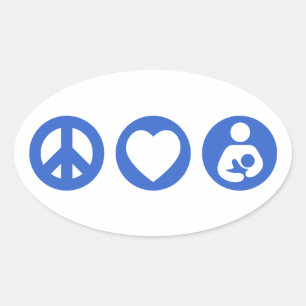 Peace Love Breastfeeding Oval Sticker