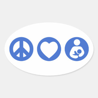 Peace Love Breastfeeding Oval Sticker