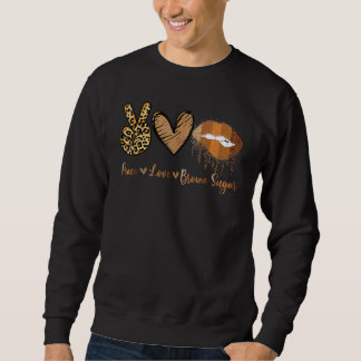 Peace Love Brown Sugar Leopard Hand Heart And Lips Sweatshirt