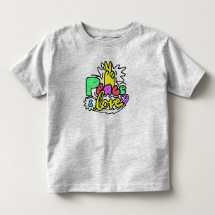 Peace & Love Bubble Letter Doodle Toddler T-Shirt