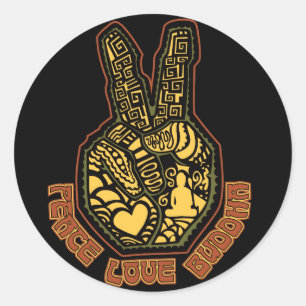 Peace, Love, Buddha Classic Round Sticker