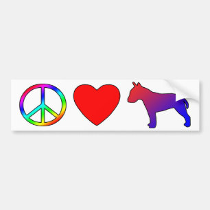 Peace Love Bull Terriers Bumper Sticker