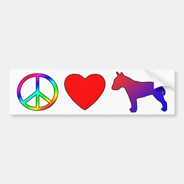 Peace Love Bull Terriers Bumper Sticker (Front)