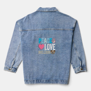 Peace Love Bulldog Vector Denim Jacket