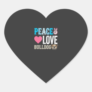 Peace Love Bulldog Vector Heart Sticker