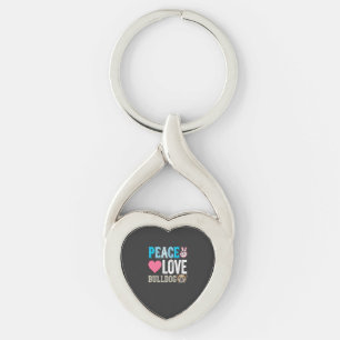 Peace Love Bulldog Vector Key Ring
