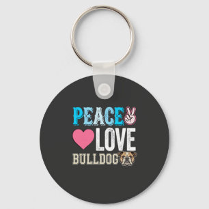 Peace Love Bulldog Vector Key Ring