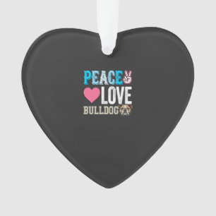 Peace Love Bulldog Vector Ornament