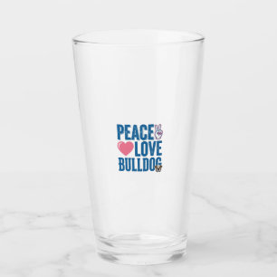 Peace Love Bulldog Vintage Dog Shirt Design Glass