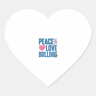 Peace Love Bulldog Vintage Dog Shirt Design Heart Sticker