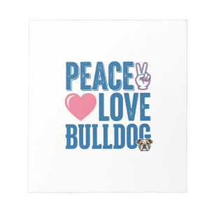 Peace Love Bulldog Vintage Dog Shirt Design Notepad
