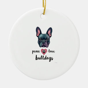Peace Love Bulldogs Vintage Galaxy French Bulldog  Ceramic Tree Decoration